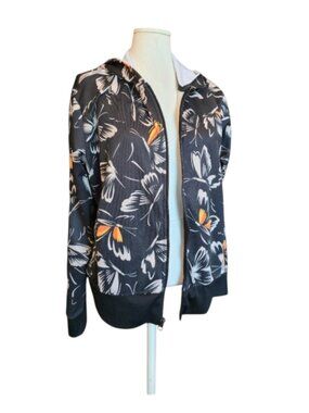 Adidas x Farm Rio Black Butterfly Print Hooded Full Zip Track Jacket, Size XL